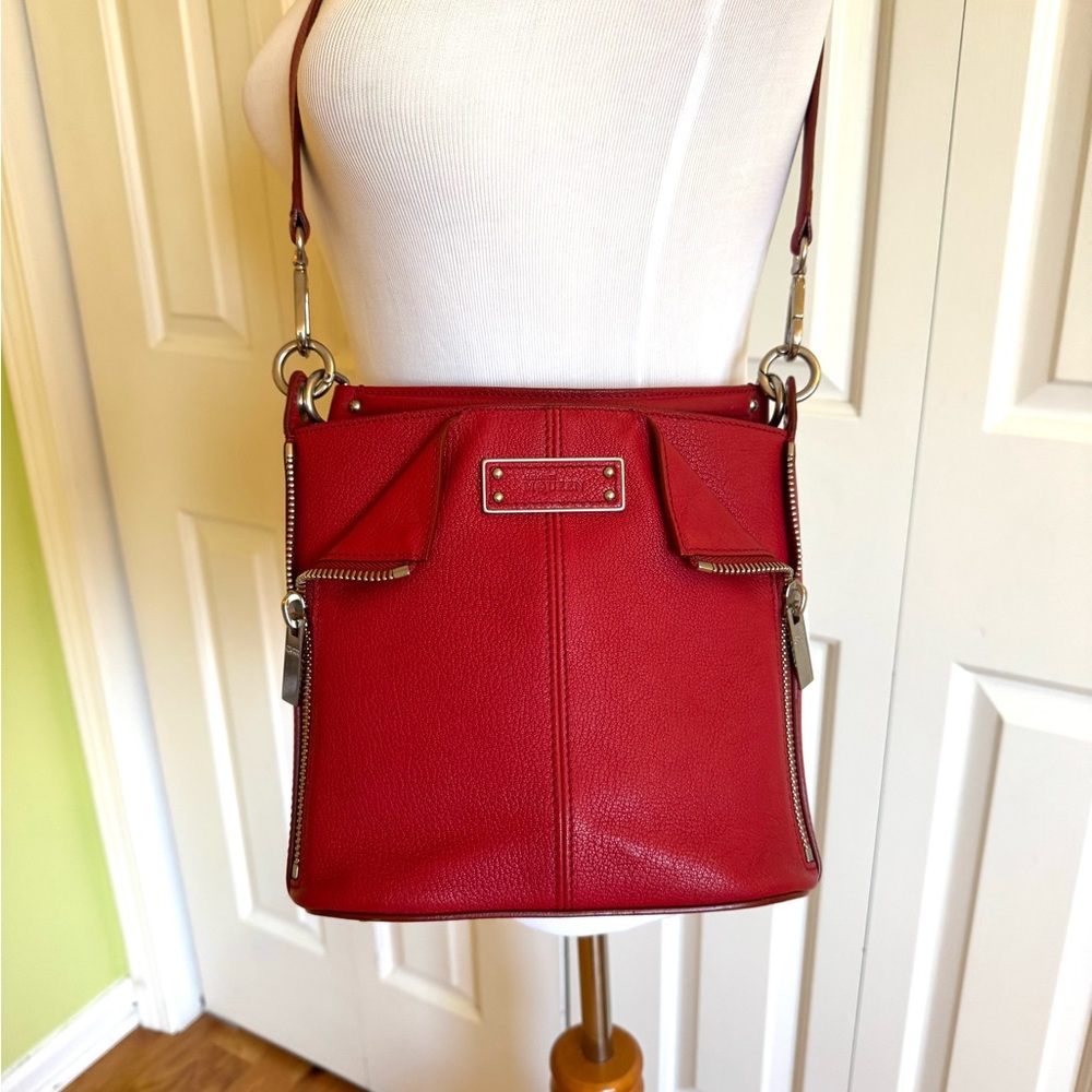 ALEXANDER McQUEEN Red Leather Crossbody Bucket Bag - Picture 14 of 16